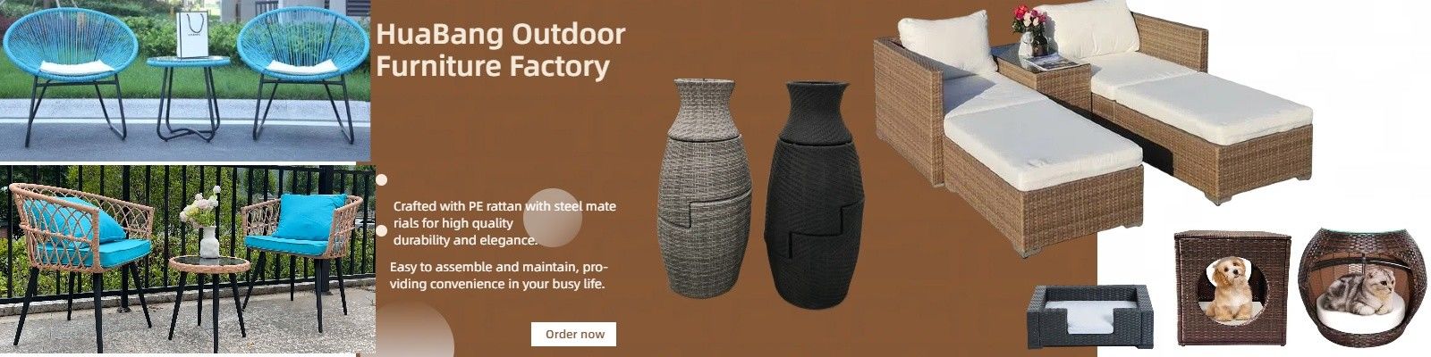 Conjuntos de mesa de sofá de rotan para exteriores