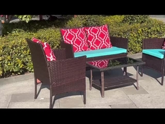 Cuatro piezas de sofá conjunto de mesa con sofá silla PE muebles de exterior de ratán