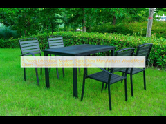 5 piezas Extensible Moderno Negro China Fabricante sillas de metal de madera Patio Muebles de jardín de exterior