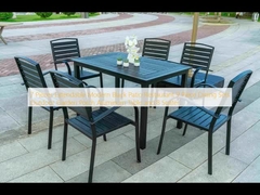 Restaurante de patio negro moderno extensible de 7 piezas de 9 piezas de comedor de jardín exterior porche de aluminio mesa y 8 plazas