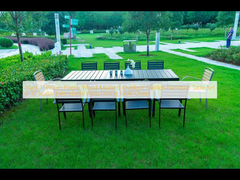 Negro 11 piezas de madera de plástico Muebles de jardín modernos para exteriores Set de mesa de 8-10 asientos Extensibles sillas de mesa de comedor de patio