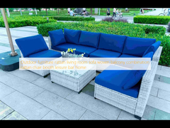 Muebles de exterior de rattan sofá de la sala de estar tejido balcón combinación silla de rattan cabina de ocio bar hogar