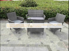 Mejores 4 PCS Rattan Patio Muebles Conjunto Sofá Acolchado Silla de Sofá Mesa de Café Muebles de exterior de hotel