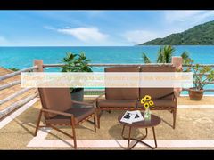 Diseño atractivo Conjunto de sofás modernos Muebles de lujo de madera de teca Conjunto de sofás de jardín con cojines Conjunto de muebles