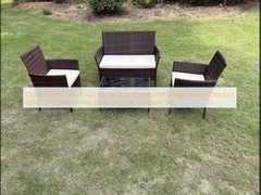 China Fábrica de venta al por mayor Sofá de Rattan Diseño a prueba de agua Sofá de interior al aire libre Mesa silla de comedor Escritorio Ottoman muebles conjunto