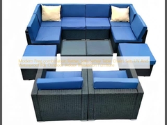 Moderno Combinación libre Sofá de Rattan Settee Sillones de mesa Conjuntos UV e impermeables para muebles de relajación al aire libre